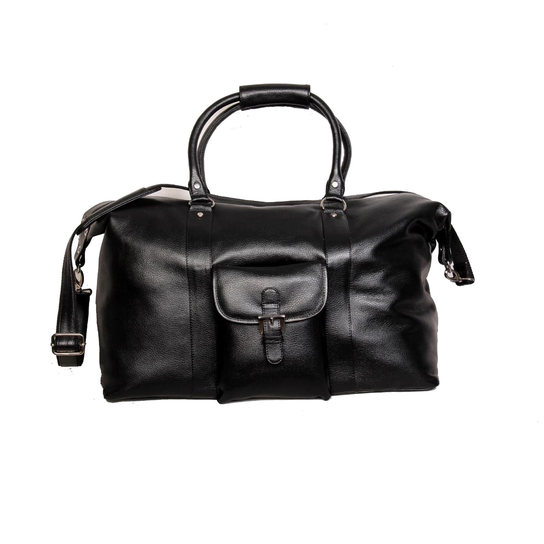 Kozmic Black Pebble Grain Leather Duffel Bag