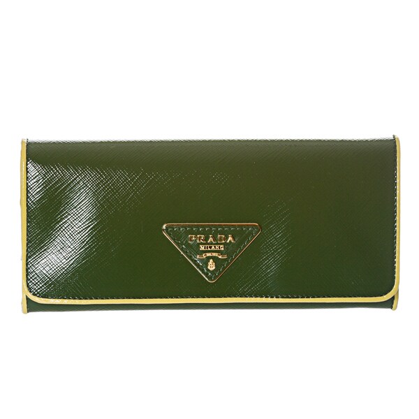 Shop Prada 'Vernic' Green/ Yellow Saffiano Leather Continental Wallet ...