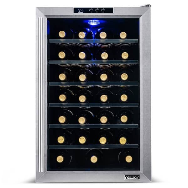 slide 2 of 11, NewAir AW-281E 28-bottle Stainless Steel Thermoelectric Assembled Wine Cooler