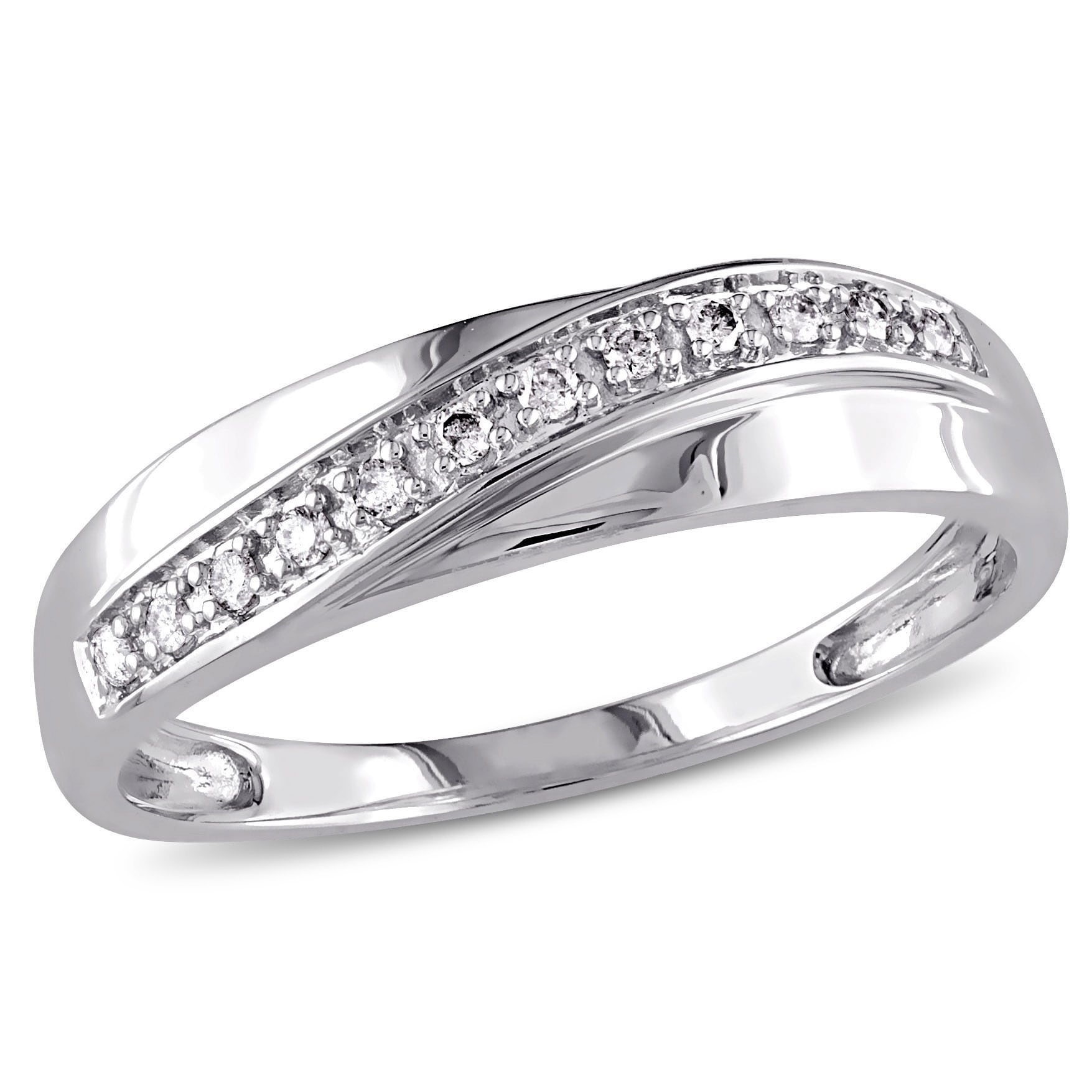 Miadora 10k White Gold 1/10ct TDW Diamond Wedding Band (Choice of Gender)