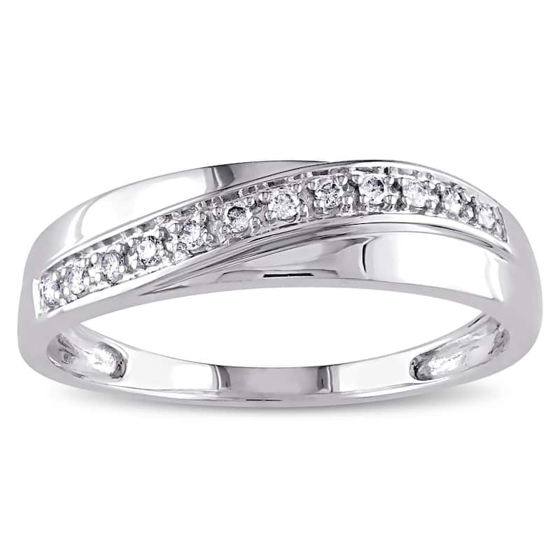 Miadora 10k White Gold 1/10ct TDW Diamond Wedding Band (Choice of Gender) - Women's - 7