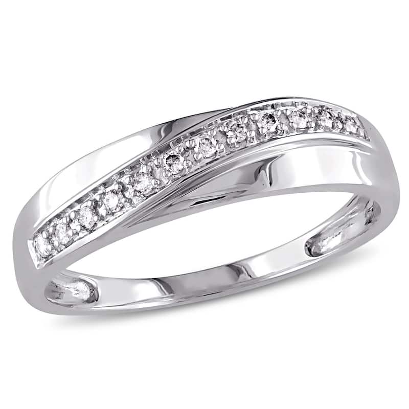 Miadora 10k White Gold 1/10ct TDW Diamond Wedding Band (Choice of Gender) - Men's - 9