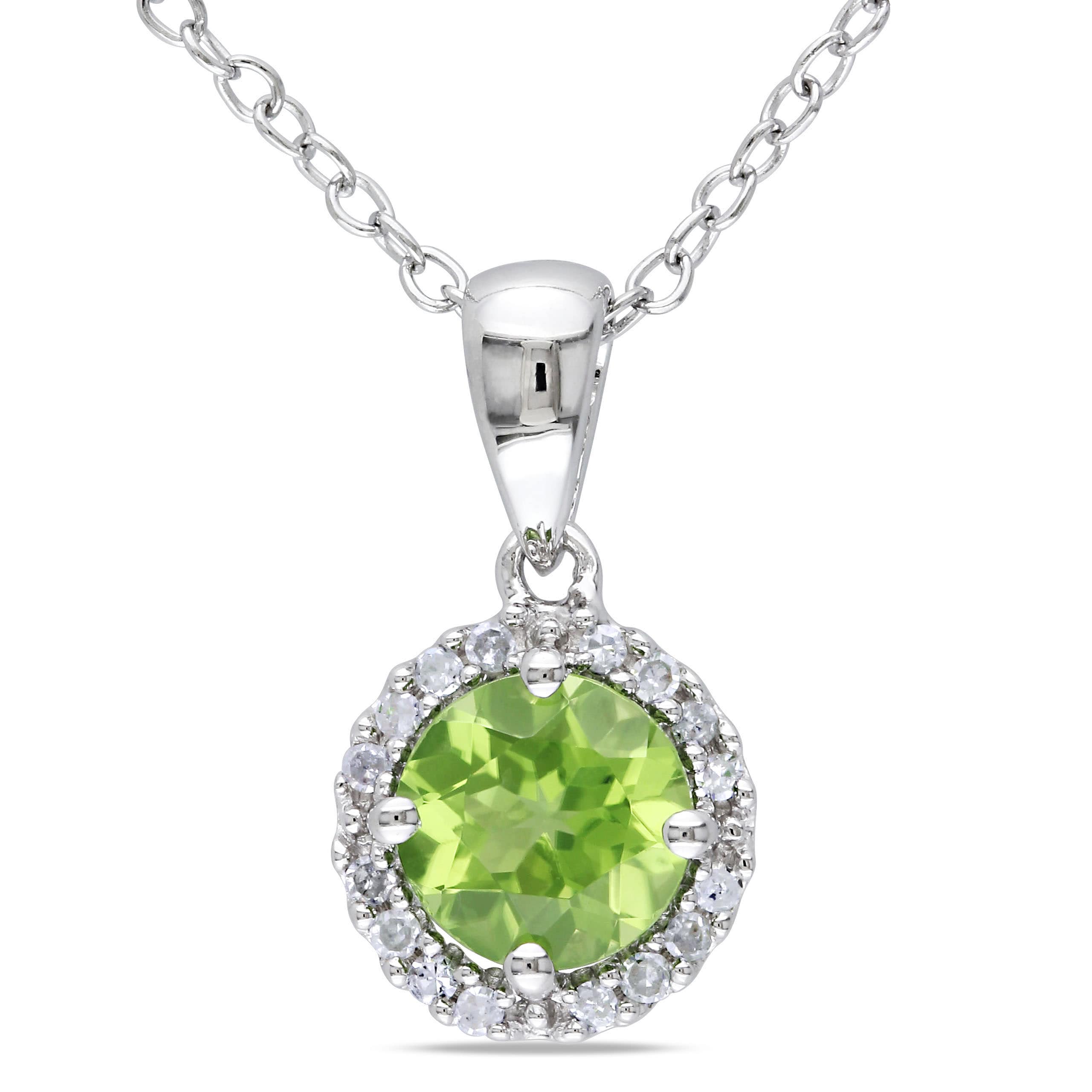 silver peridot and diamond necklace g h i1 i2 msrp $ 169 83 today $ 69