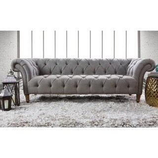 Kosas Home Mikayla Granite Grey Stone Wash Linen Sofa
