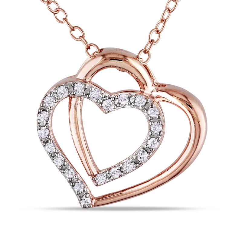Miadora Rose Silver 1/10ct TDW Diamond Heart Necklace