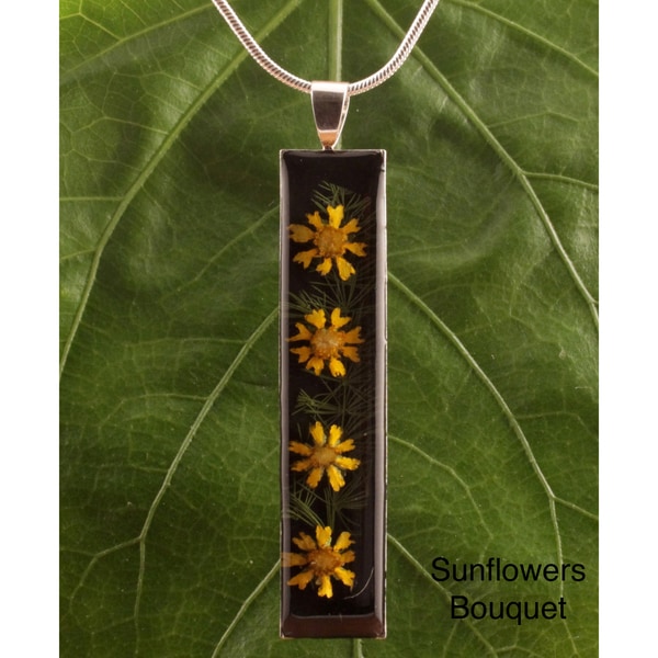 Silverplated Sunflowers Flowers Bouquet Necklace (Mexico)