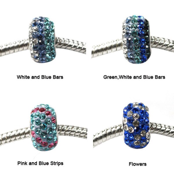 De Buman Sterling Silver Blue Crystal Charm Bead