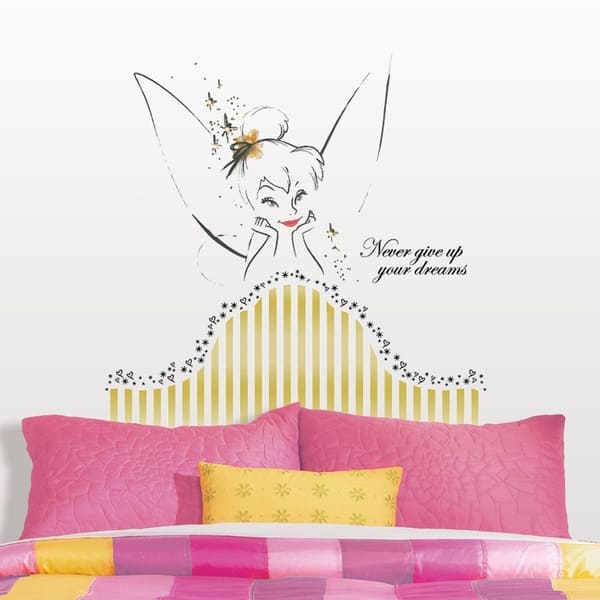 slide 2 of 3, Disney Fairies Tinkerbell Headboard Peel and Stick Giant Wall Decal