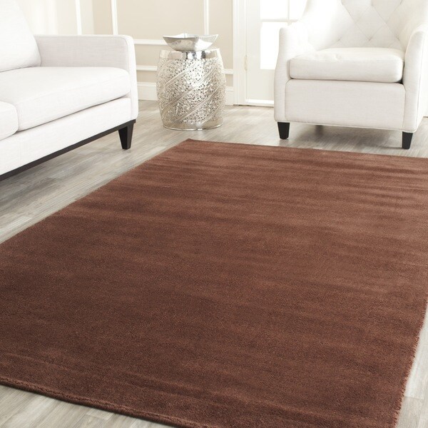 Handmade Safavieh Himalayan Solo Brown Wool Rug