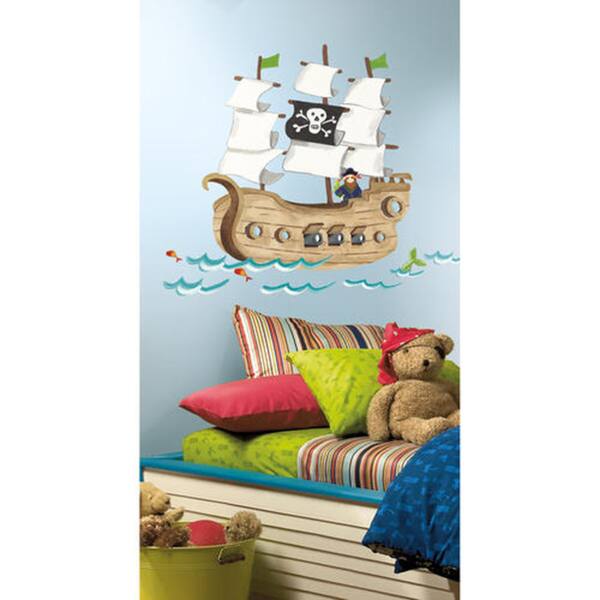 slide 2 of 3, Pirate Ship Peel & Stick Giant Wall Decals