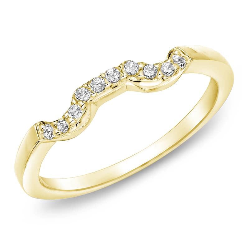 Auriya 14k Gold 1/10ctw Round Diamond Curved Wedding Band (H-I, I1-I2)