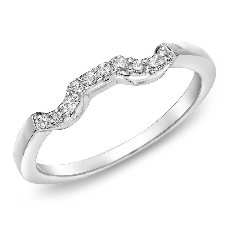 Auriya 14k Gold 1/10ctw Round Diamond Curved Wedding Band (H-I, I1-I2)