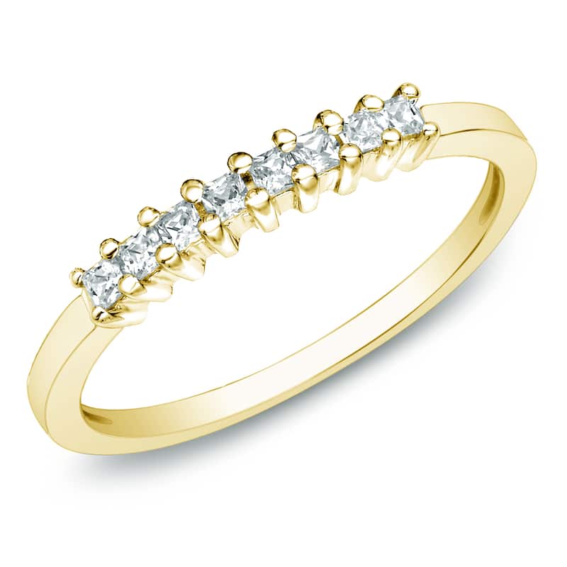 Auriya 14k Gold 1/4ctw Princess Diamond Wedding Band (H-I, I1-I2)