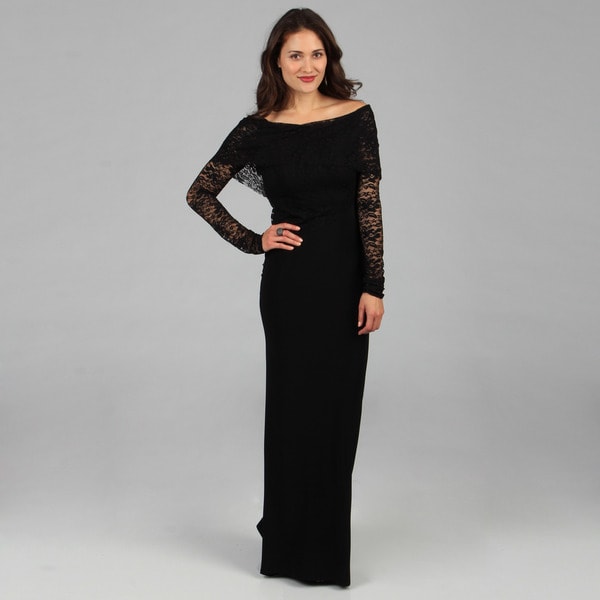 Shop Tabeez Women's Black Lace Top Gown - Free Shipping Today ...
