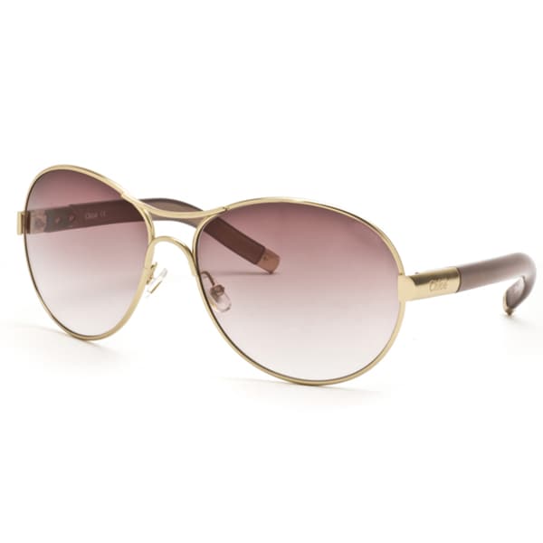 Chloe Women's Gold Aviator Sunglasses Chloe Designer Sunglasses