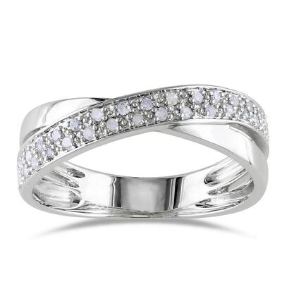 Miadora Sterling Silver 1/6ct TDW White Diamond Ring