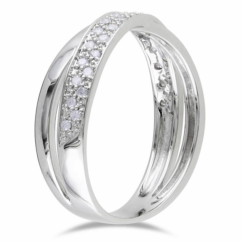 Miadora Sterling Silver 1/6ct TDW White Diamond Ring