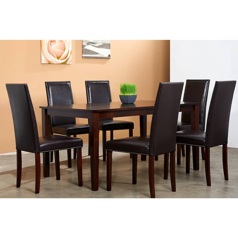 Warehouse of Tiffany Blazing Dark Brown 7-piece Dining Table and Chairs Set