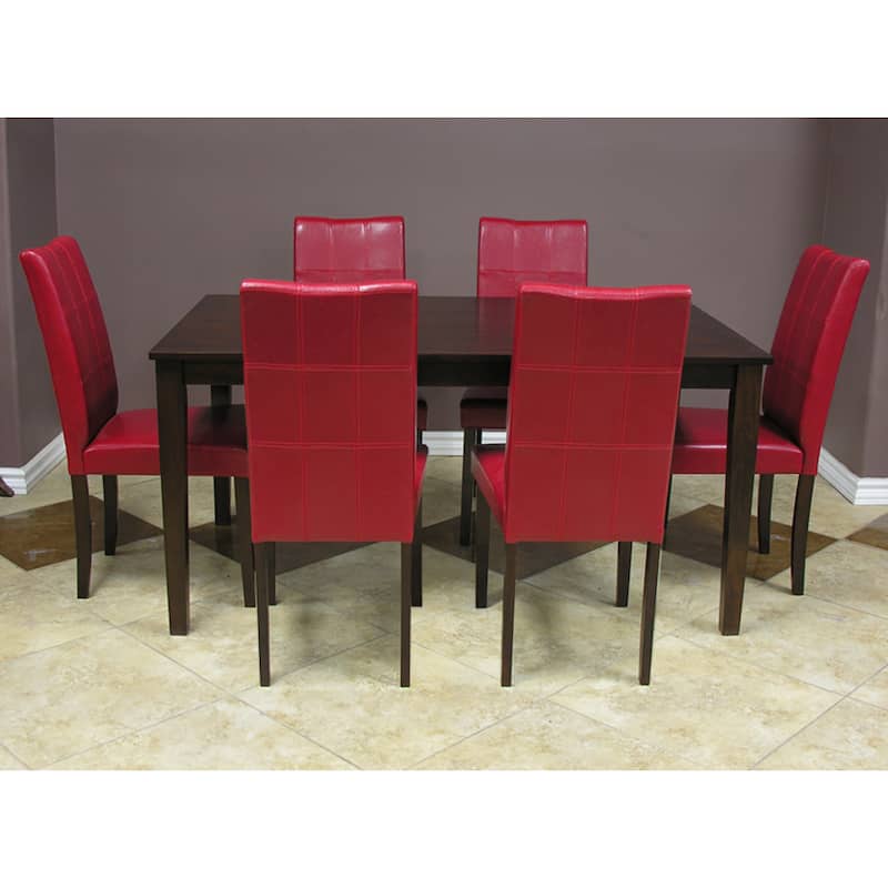 Warehouse of Tiffany Evellen Red 7-piece Dining Table and Chairs Set