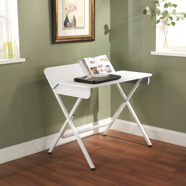 Shop Simple Living White Computer Desk With Back Shelf Overstock