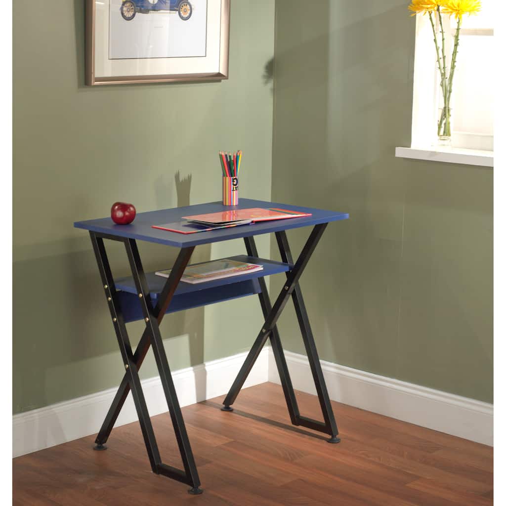 Simple Living Blue Computer Desk with Shelf