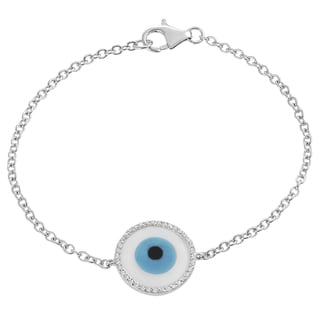 Tressa Sterling Silver Cubic Zirconia Enamel Hamsa Evil Eye Bracelet Tressa Cubic Zirconia Bracelets