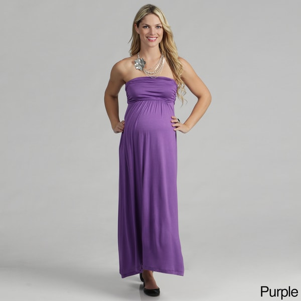 Shop 24/7 Comfort Apparel Women's Maternity Strapless Maxi Dress - On ...