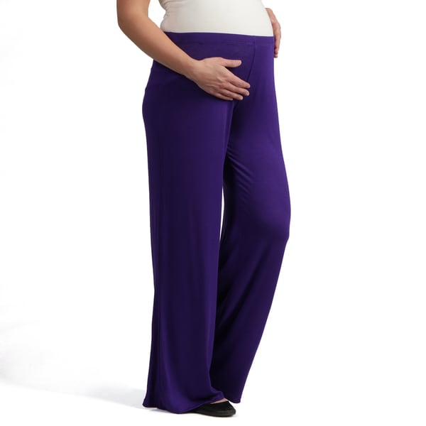 Shop 24/7 Comfort Apparel Women's Maternity Palazzo Wide-leg Pants - On ...