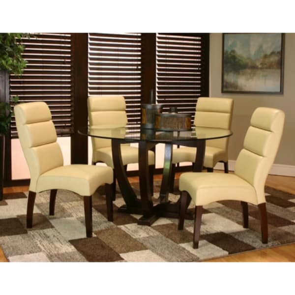 Contemporary Buff Leatherette Dining Chairs (Set of 2) Dining Chairs