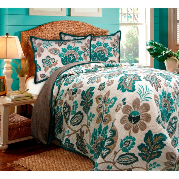 Ikat Floral Quilt and Sham Separates