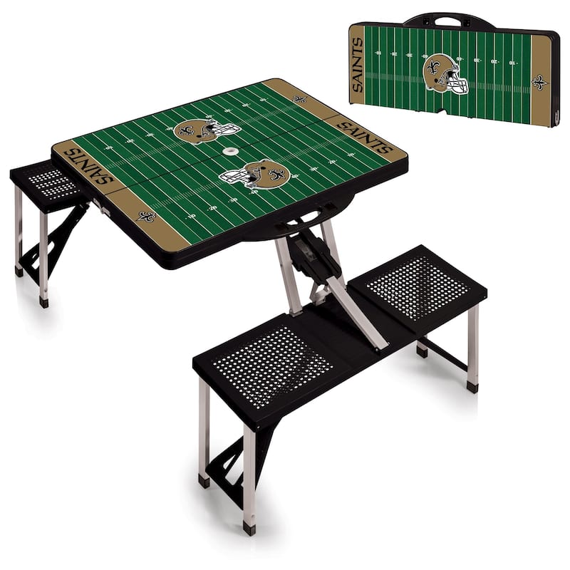Picnic Time's Portable NFL Picnic Table - New Orleans Saints(Black)