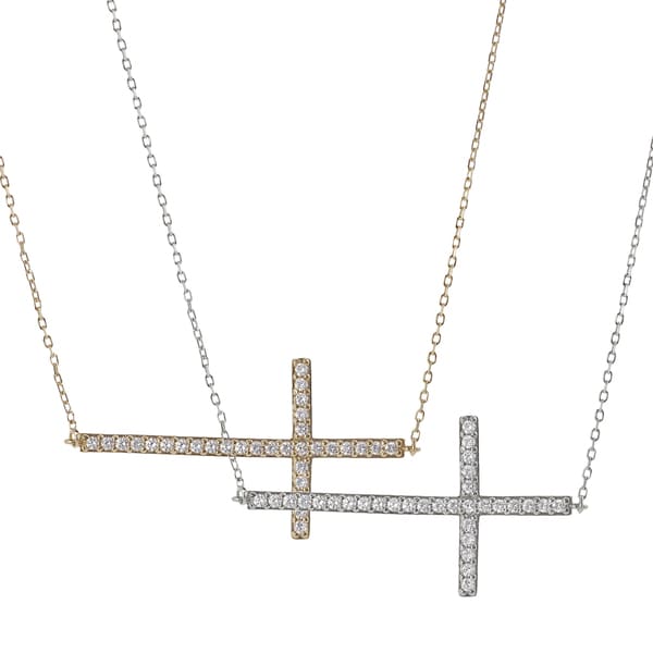 Shop Journee Collection Sterling Silver Cubic Zirconia Holy Cross