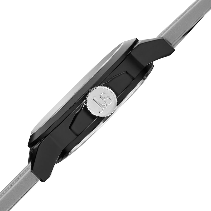 Joshua & Sons Men's Quartz Triple Time Zone Rubber Grey Strap Watch