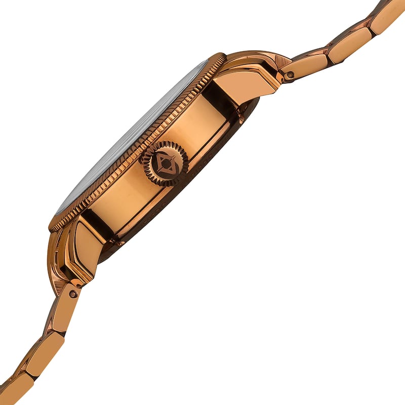 Akribos XXIV Men's Stainless Mechanical Skeleton Rose-Tone Bracelet Watch