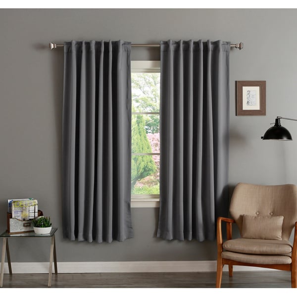 TEKAMON Blackout Curtains 2 Panels Top Eyelet Solid Thermal Insulated Curtains for Bedroom/Living Room Dark Grey 66 x 90 Inches