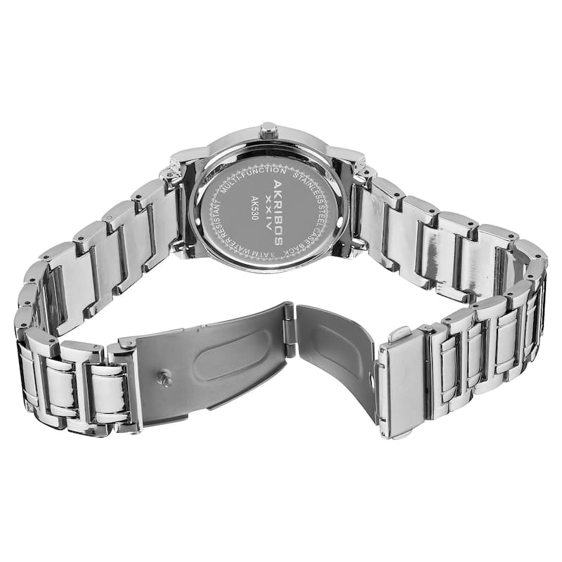 Akribos XXIV Women's Crystal Multifunction Silver-Tone Bracelet Watch