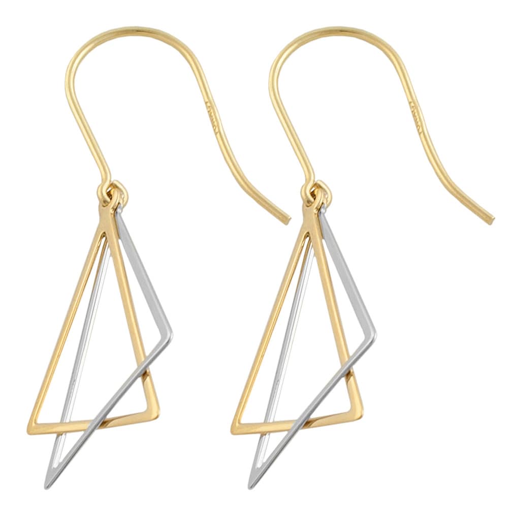 TT Rose Gold/Black Stainless Steel Triangle Dangle Earrings EW13 NEW