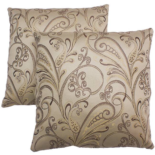 ABBYSON LIVING Havana 18-inch Cream Patterned Decorative Pillows (Set of 2)