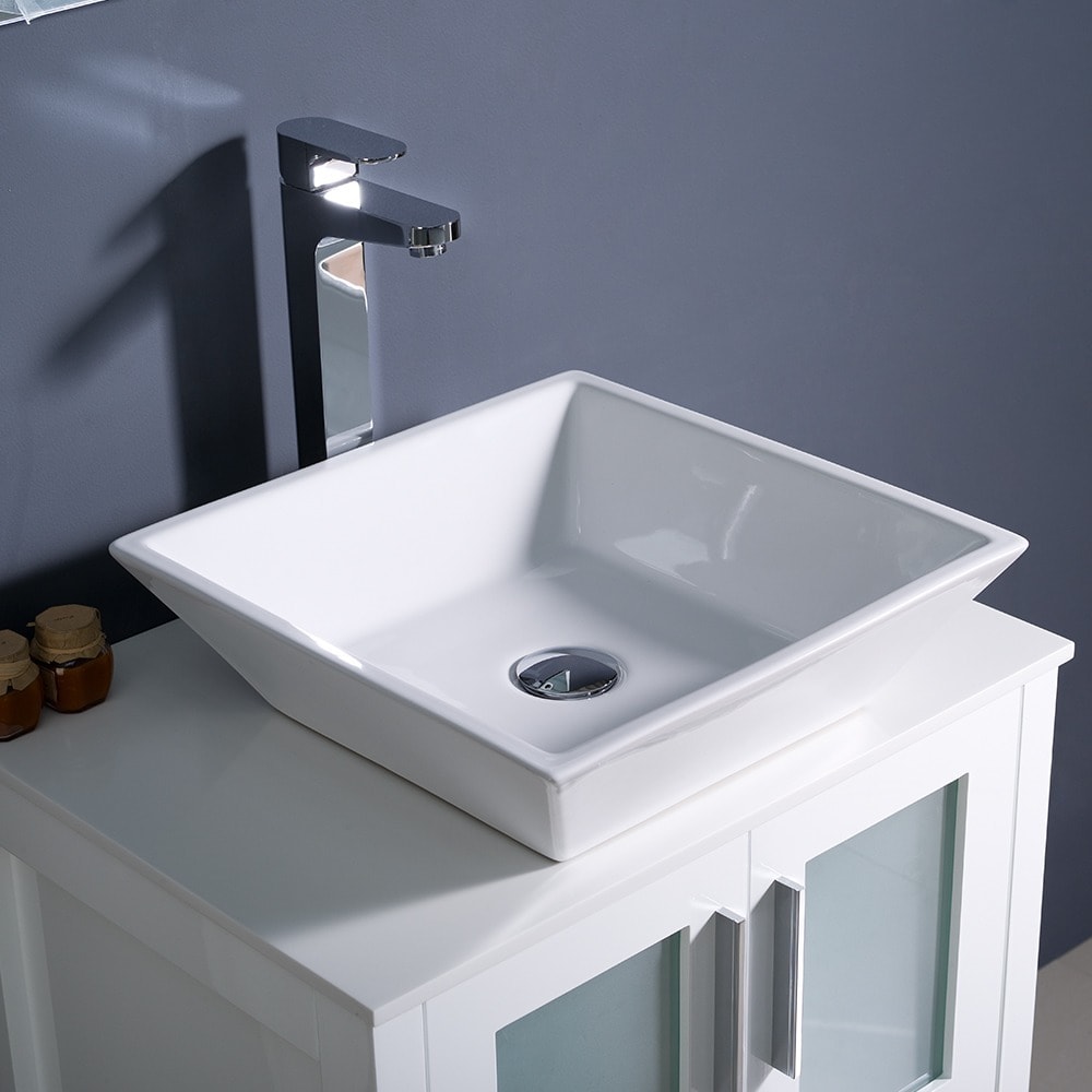 Fresca Torino 24 Inch White Modern Bathroom Vanity With Vessel Sink