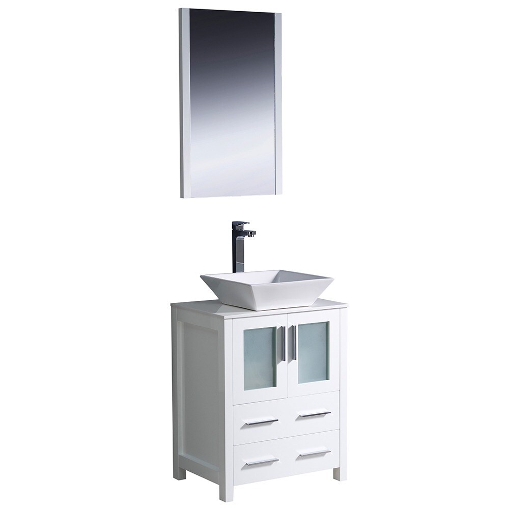 Fresca Torino 24 Inch White Modern Bathroom Vanity With Vessel Sink