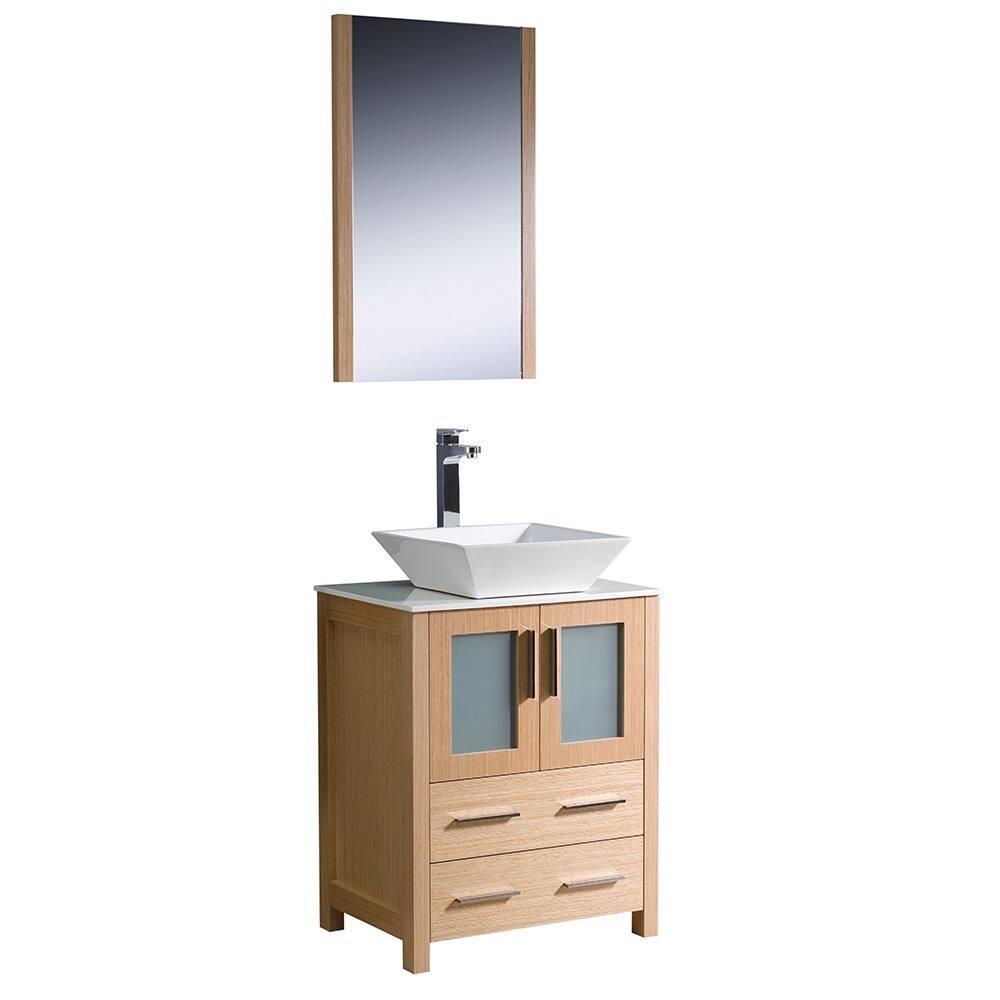 Fresca Torino 24-inch Light Oak Modern Bathroom Vanity with Vessel Sink