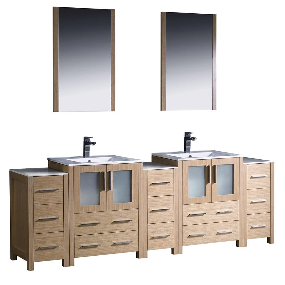 Fresca Torino 84-inch Light Oak Modern Bathroom Double Vanity with Undermount Sinks