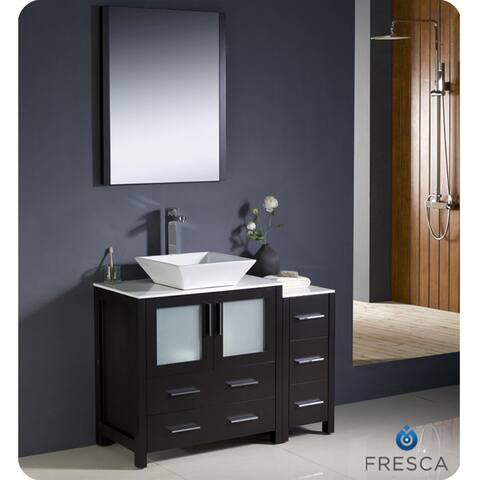 Fresca Torino 42-inch Espresso Modern Bathroom Vanity with Side Cabinet and Vessel Sink