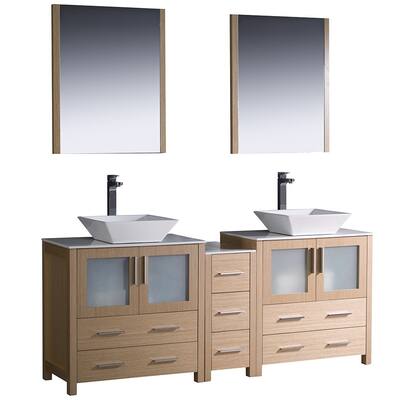 Fresca Light Oak Double Sink Bathroom Vanity