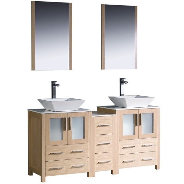 Fresca Light Oak Double Bathroom Sink Vanity