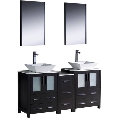 Modern Fresca Espresso Double-Sink Bathroom Vanity