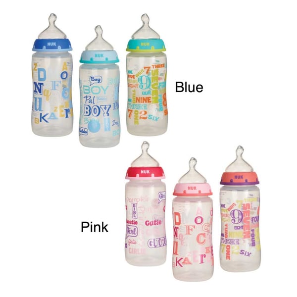 NUK Trendline BabyTalk Medium Flow 10 ounce Orthodontic Bottle (Pack of 3) Nuk Baby Bottles