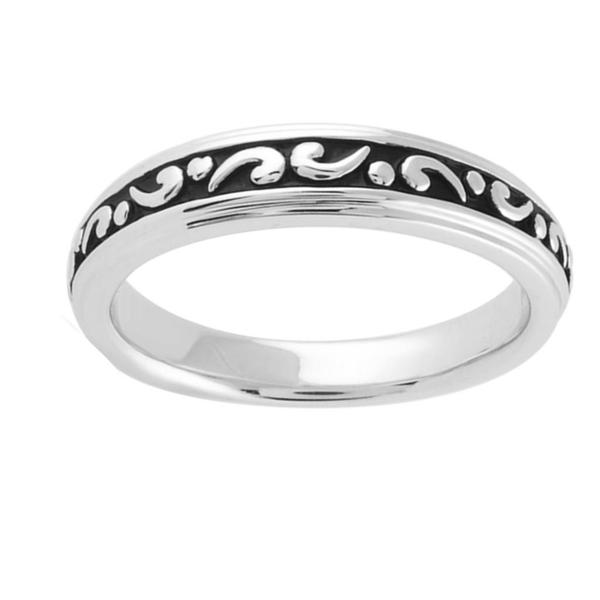 Shop Sterling Silver Engraved Black Antiqued Wedding-style Ring - Free ...