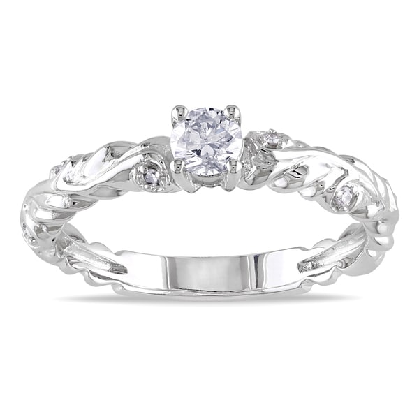 Miadora 14k White Gold 1/3ct TDW Textured Band Diamond Ring (G H, I1 I2) Miadora Diamond Rings