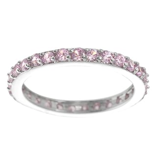 Tressa Sterling Silver Pink Cubic Zirconia Eternity Ring Tressa Cubic Zirconia Rings